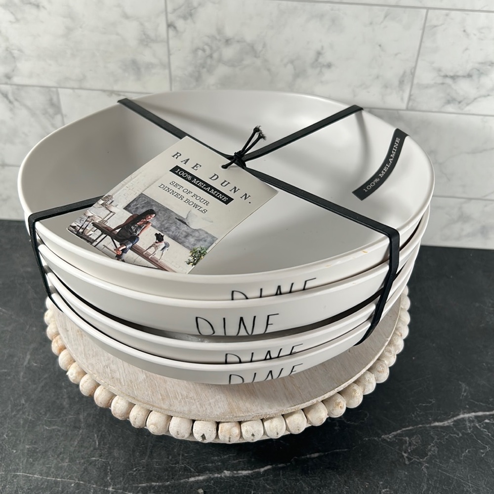 - Sealed NWT  Rae Dunn DINE dinner bowls . Set of 4 💯 melamine. . Dishwash…